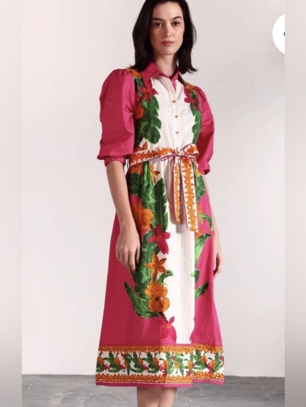 Maude Vivante XL NWT Pink Floral Belted Maxi Dress PTP 21